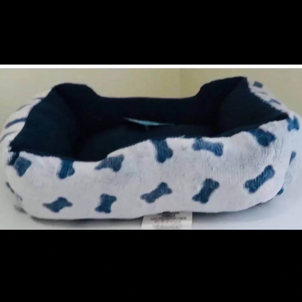 Cozy Blue and White Dog Bed